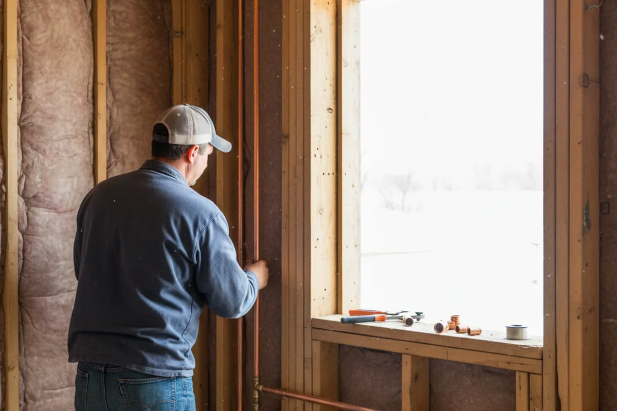 Licensed plumber running new copper supply lines in a Checotah home