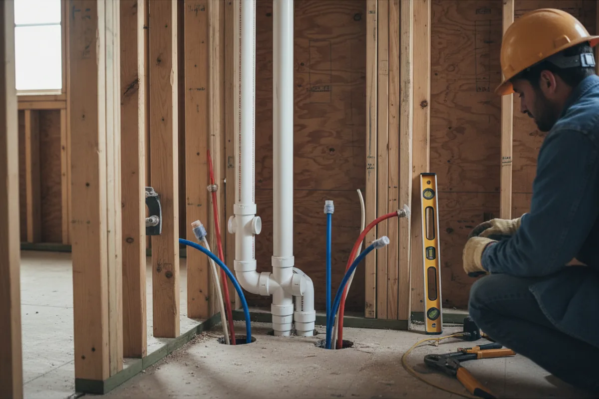 Drain and supply rough-in during Leak Detection in Checotah