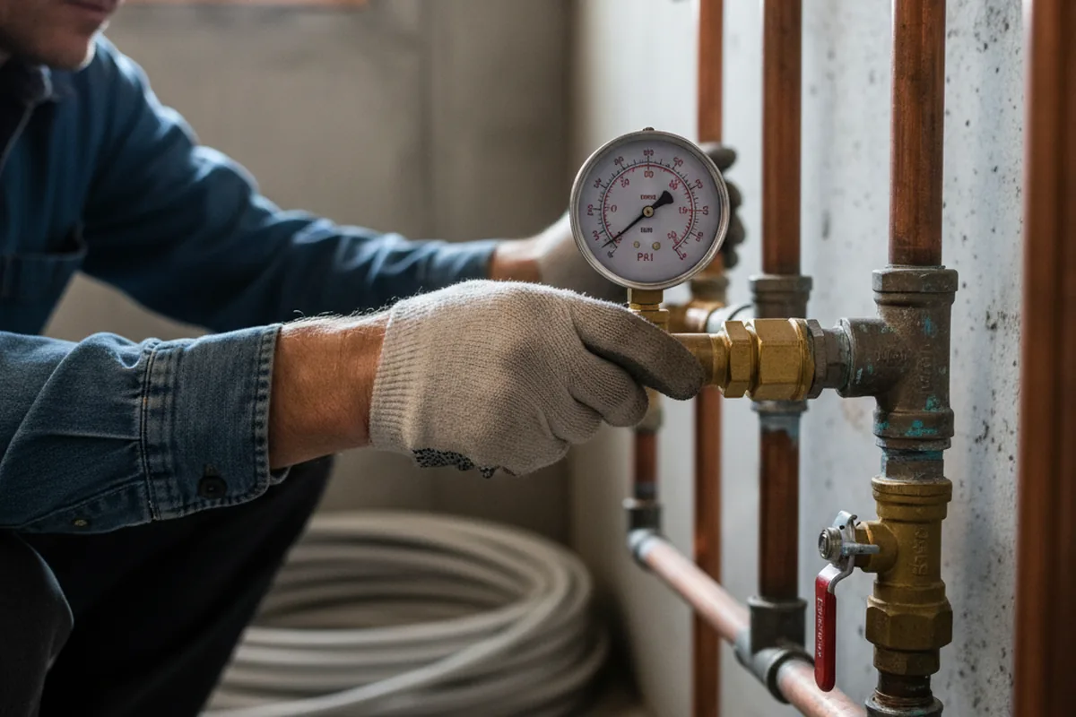 Pressure testing a repaired line during Water Line Repair in Checotah